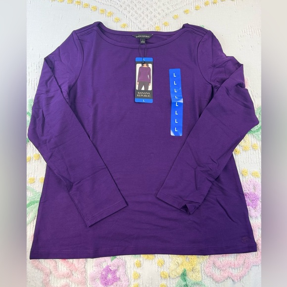 Banana Republic Tops - Banana Republic Boatneck Long Sleeve Top Rayon Blend Stretch Tee New